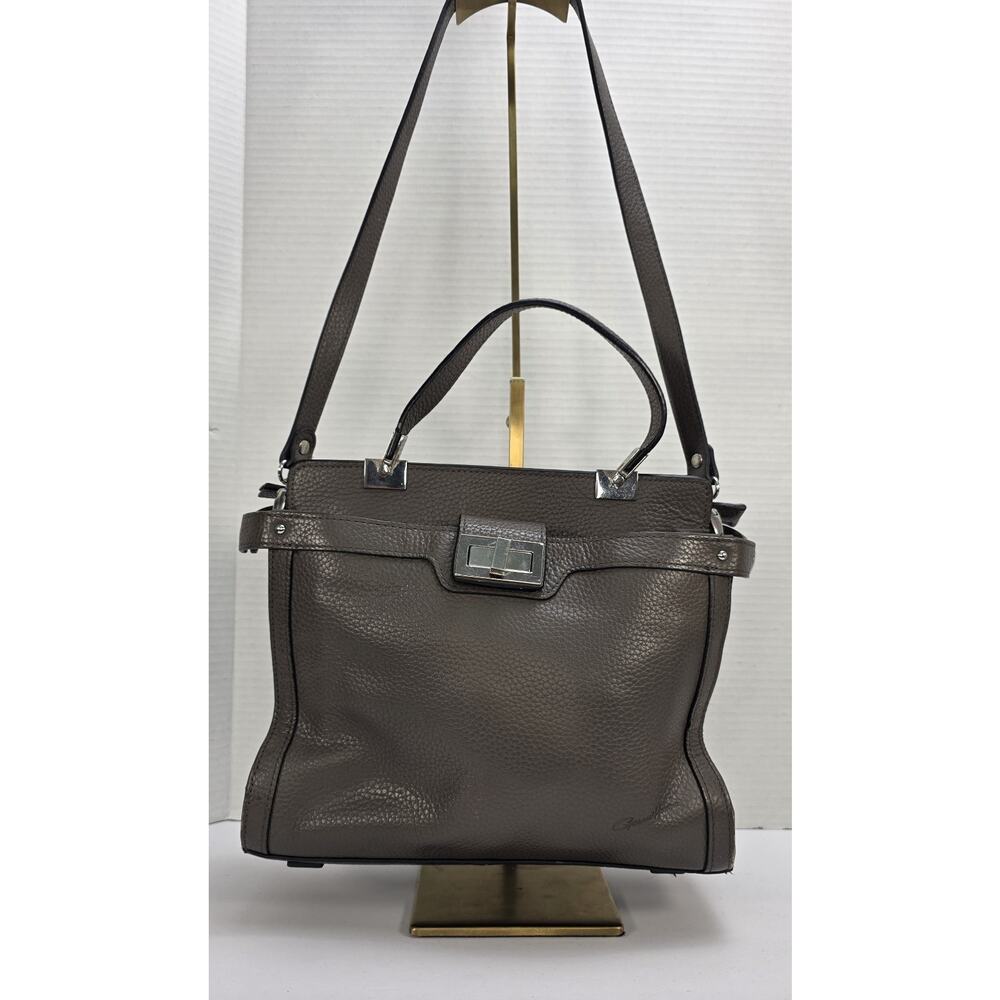Gerard Henon Gray Leather Handbag Satchel‎ Shoulder Bag